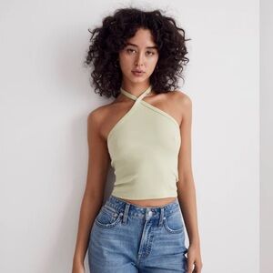 NWT Madewell Green Asymmetrical Sleeveless Halter Top size L